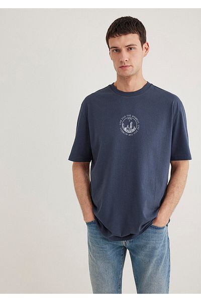 Mavi Μπλουζάκι με εμπριμέ Navy Blue Loose Fit / Loose Relaxed Fit 0612627 -70726