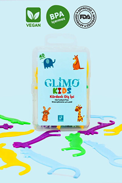 Glimo Kids Kürdanlı Diş Ipi | Çocuklara Özel Diş Eti Dostu, Kolay Kullanım | Plak Temizleyici