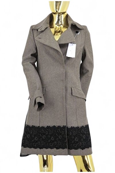 Patrizia Pepe ÇIKARILABİLİR TÜL DETAYLI 38 / M - L/40 CAMEL KRUVAZE YAKALI KAŞE PALTO KABAN