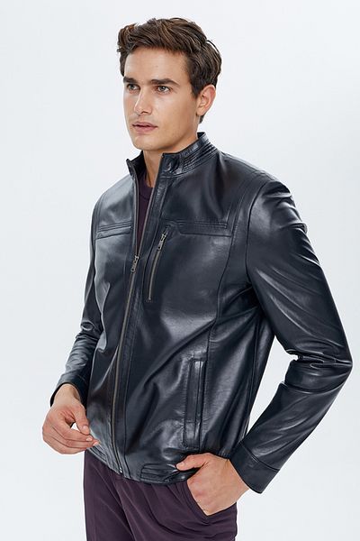 Derimod Oscar Men's Black Leather Jacket - 22sge64331m Model