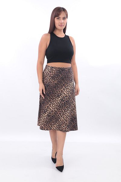 EXİTLİNE Women's Leopard Summer Skirt