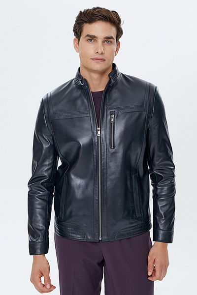 Derimod Oscar Men's Black Leather Jacket - 22sge64331m Model
