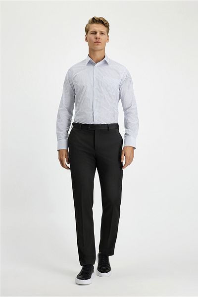 Kiğılı Long Sleeve Classic Striped Cotton Easy-Iron Shirt