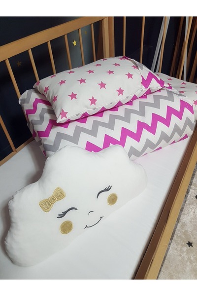 Baby Clime طقم نوم للأطفال 90x130 - لحاف مزدوج الجوانب، وسادة، ملاءة سرير ووسادة سحابة هدية