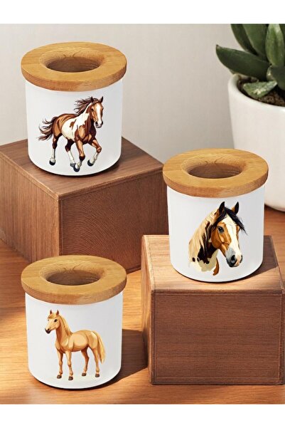 lili hediyelik Cutie de creion din ceramică pentru birou, cu capac din lemn i...