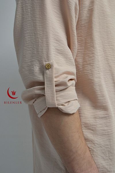 Bilenler Men's Suit for Hajj and Umrah - Elastic Trousers & Stand Collar Shirt