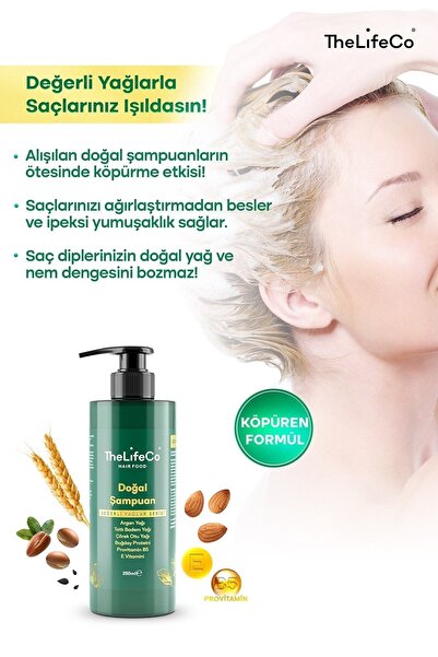 The LifeCo Hairfood Değerli Yağlar Serisi Doğal Şampuan 250 Ml