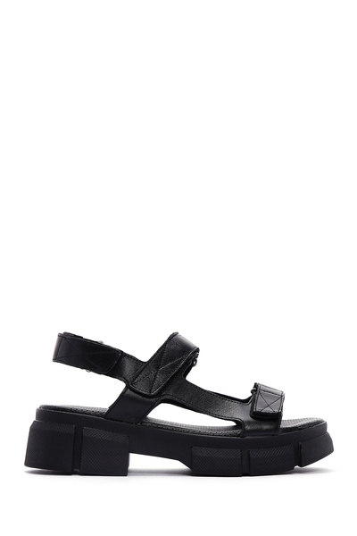 Derimod Black Leather Sandals - Banded and Thick Sole, Model 24sfd350318