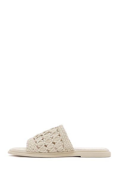 Derimod Cream Colored Women's Knitted Slippers - 24sfe400718