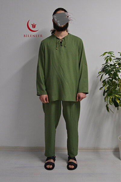 Bilenler Чоловічий комплект для хаджу та умри - штани на резинці та сорочка з коміром-стійкою