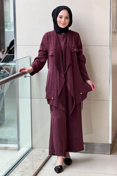 Ghisa 3-Piece Set with Pocket Detail and Double Breasted Collar Underwear