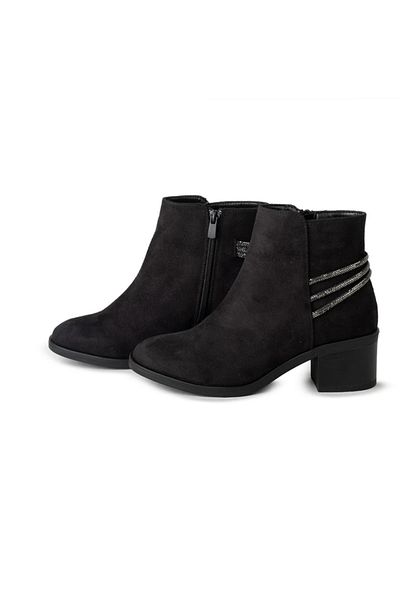 Letafia Susie Suede Black Stone Detailed Heeled Boots