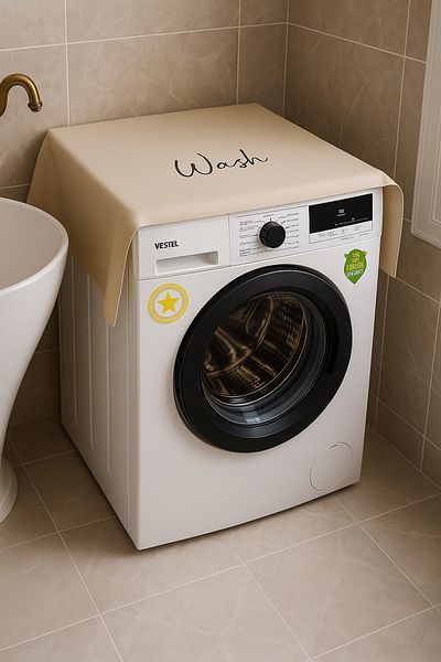 Hanles Off White Wash Embroidery Embroidered Washing Machine Cover Bathroom Decoration Organizer