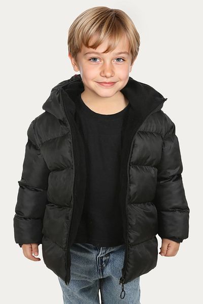 Riverstorm Boy's Black Hooded Inflatable Winter Coat & Coat with Fleece Inside