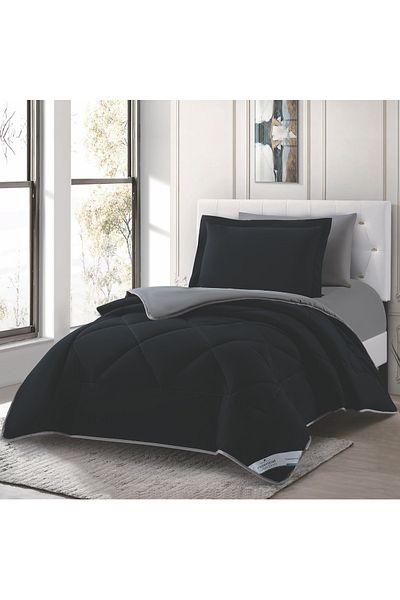 Donetella 4-piece Comforter Set – Single Size 170x230 Cm, Microfiber, Solid Quilted 350 Gsm Filling