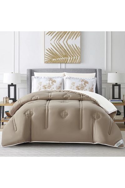 Donetella 6-piece Comforter Set – King Size 260x240 Cm, Microfiber, Digital Quilted 350 Gsm Filling