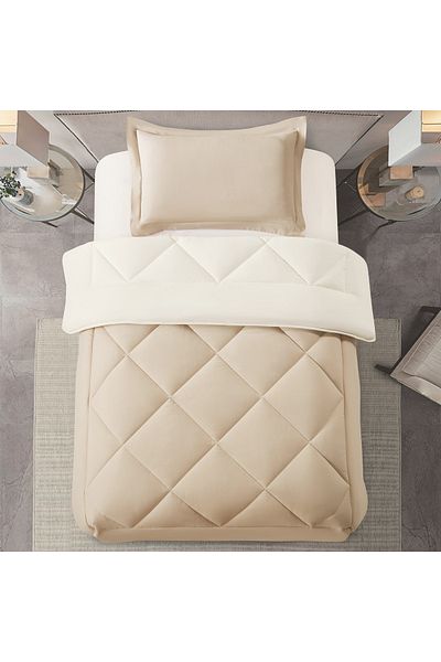 Donetella 2-Piece Comforter Set – Single Size 170x230 cm, Microfiber, Solid Quilted 350 Gsm Filling