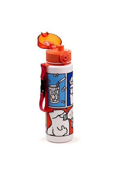 Puckator Pop Up Water Bottle, Cat Design, Simon's Cat, Impact Resistant, Ecozen, BPA Free, 600 ml