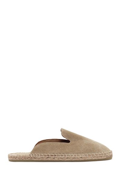 Derimod Beige Suede Leather Women's Espadrille Slippers - 24sfd 206210