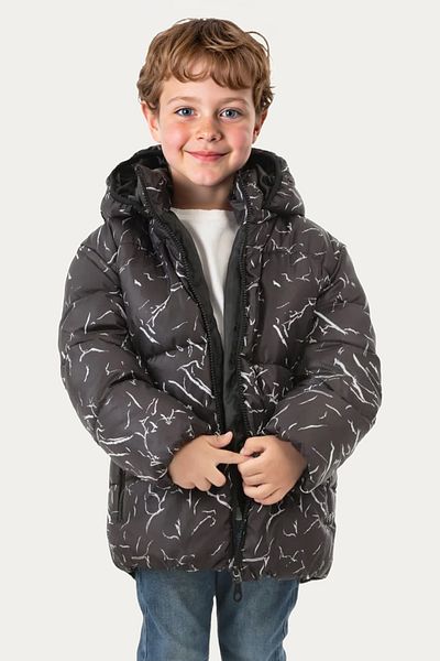 Riverstorm Boys' Winter Puffer Jacket - Black, Detachable Hood, Water and Windproof, with Pockets