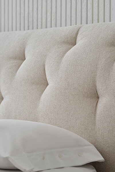 Enza Home Cante Başlıklı Baza 2'li Set - Krem