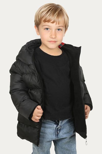 Riverstorm Boy's Black Hooded Inflatable Winter Coat & Coat with Fleece Inside