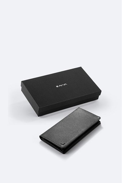 Avva Men's Black 100% Leather Wallet with Gift Box B 009561