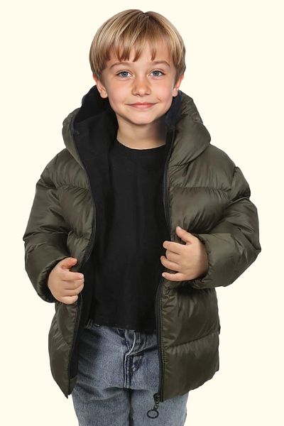 Riverstorm Boy's Khaki Fleece Inside Hooded Waterproof Wind Resistant Inflatable Winter Coat & Coat