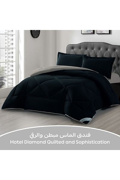 Donetella 3-Piece Comforter Set – King Size 260x240 cm, Microfiber, Solid Quilted 350 Gsm Filling