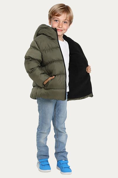 Riverstorm Boy's Winter Jacket - Khaki Color, Fleece, Hood, Waterproof and Wind Resistant