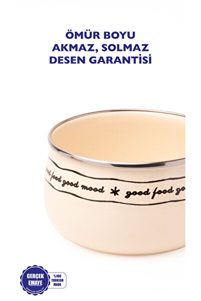 EMAYlab Mood 18cm (2.2 Liter) Enamel Boiling Pan with Wooden Handle