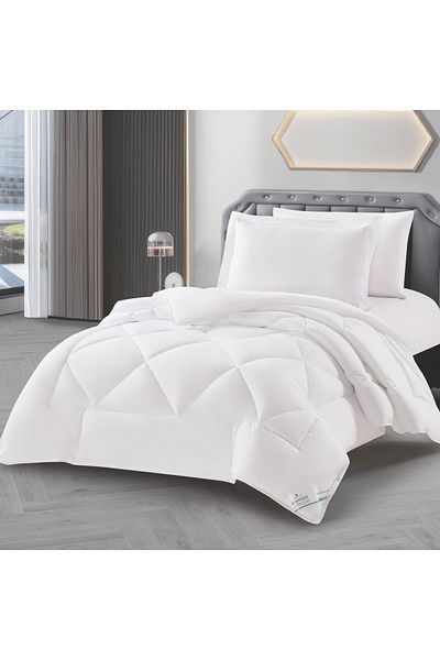 Donetella طقم لحاف من 4 قطع - مقاس مفرد 170×230 سم، مصنوع من الألياف الدقيقة، مبطن بحشوة 350 جرامًا للمتر المربع