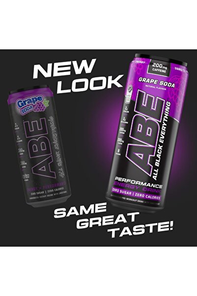 applied nutrition علب Abe Pre Workout سعة 330 مل، مشروب طاقة عالي الأداء، بنكهة العنب الأمريكي، (عبوة من 12 قطعة)