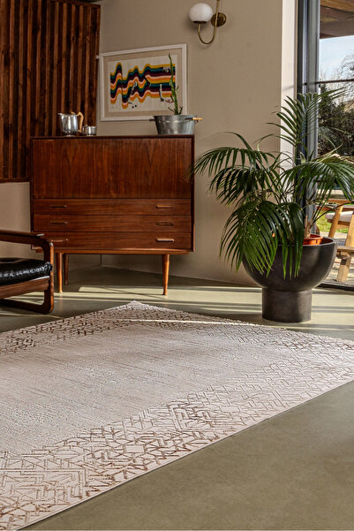 KREASYON HALI Gallery A0241 Bej Uzun Ömürlü Yumuşak Dokulu Salon Mutfak Korid...