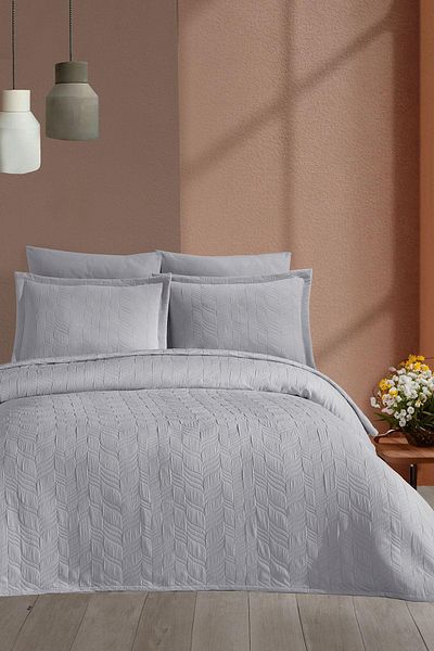 Elart Double Gray Fashion Bedding Set - 6 Pieces