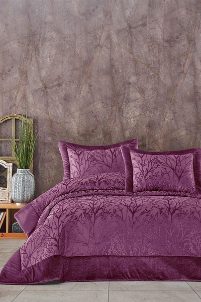 Elart Σετ κουβερλί με διπλό πάνελ με ίνες, Velvet Spring Plum