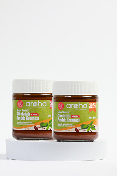 AROHA Çikolatalı Fındık Kreması %72 Fındık (STEVİALI) Şeker Ilavesiz 2'li Paket (180 G x 2 adet)