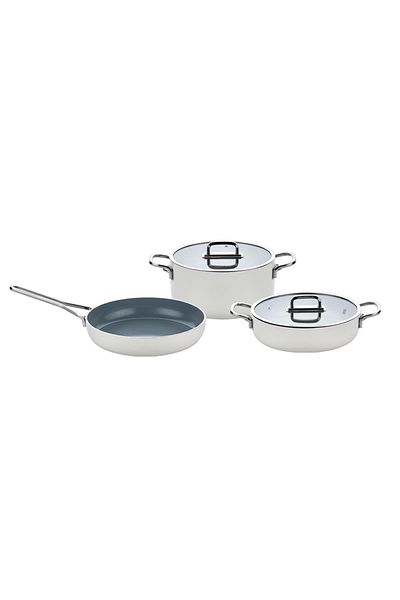 Amboss 5 Piece Ideal Fireproof Nonstick Ceramic Cookware Pan Set White