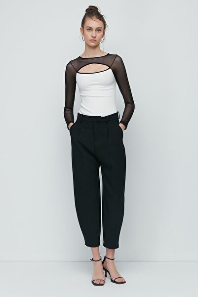 C&City Жіноче боді з довгим рукавом Tul Detail 9153 Cream