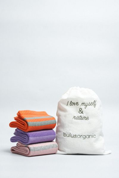 Buluş Organik Colorful Girl's Tennis School Socks - Set of 3