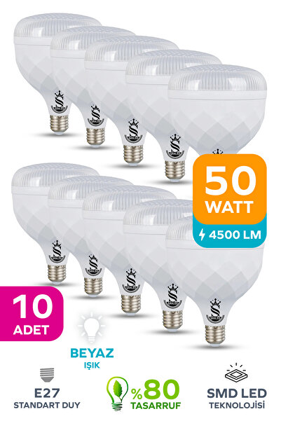 ŞANLED 50W KRİSTAL Tasarruflu E27 Beyaz Işık Torch Led Ampul-1-2-4-6-8-10 Ade...