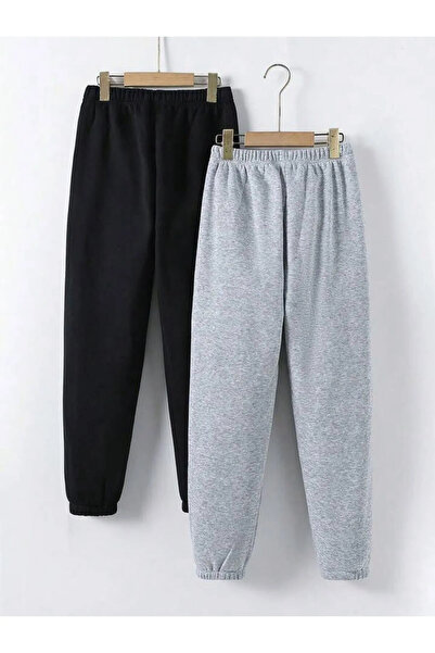 Genel Markalar Kız/Erkek Çocuk 2'li Gri Siyah Eşofman Altı