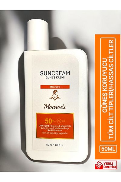 Natural Monroe's Spf 50 Sunscreen – Anti-Blemish Uva/Uvb Protection, Vitamin E, 50 ml (Adult, Child, Baby)