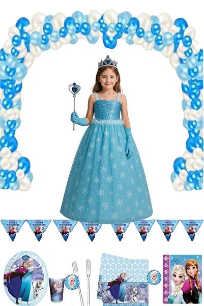 Parti Kırtasiye Frozen Elsa Doğum Günü Parti Seti 8 Kişilik | Elsa Kostüm Taç...