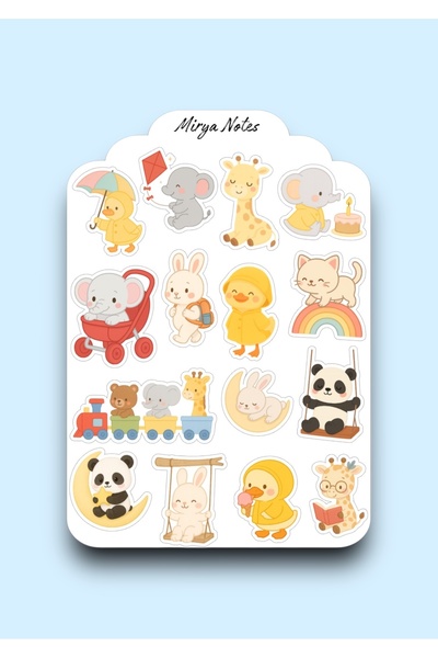 Mirya Notes Sevimli Hayvanlar Temalı Sticker - Etiket - Çıkartma Bullet Journ...