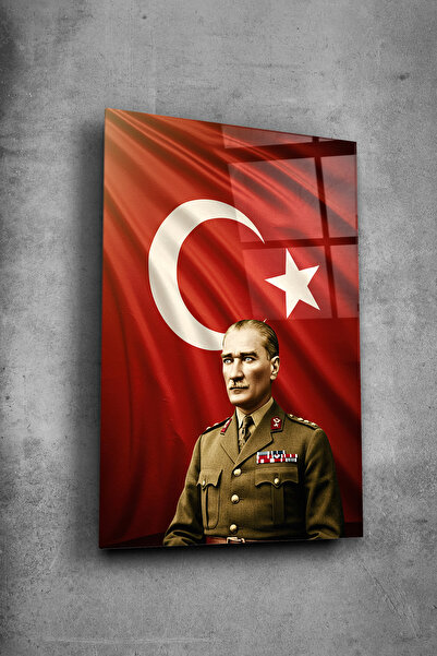 Alcor Atatürk Cam Tablo - Portre - Cam Tablo - Duvar Dekoru - Atatürk Portres...