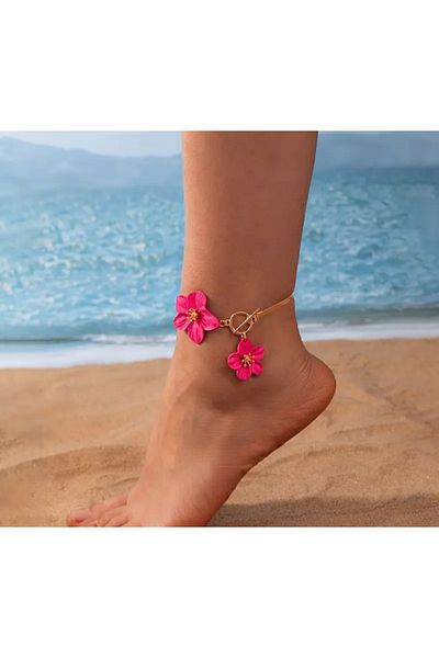 SOUL BY A&B Floral Anklet Seaside Beach Chic Summer Colorful Summer Foot Jewelry Anklet Sea Basement Fountain