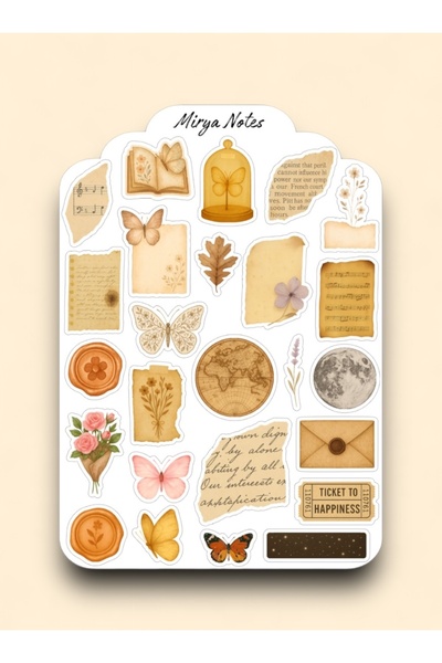 Mirya Notes Vintage Temalı Sticker - Etiket - Çıkartma Bullet Journal, Ajanda...