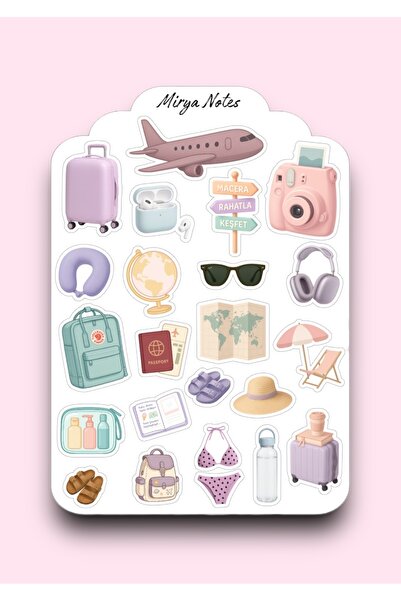 Mirya Notes Seyahat Temalı Sticker - Etiket - Çıkartma Bullet Journal, Ajanda...