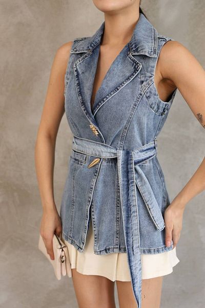 FioriModa Vestă lungă de denim pentru femei